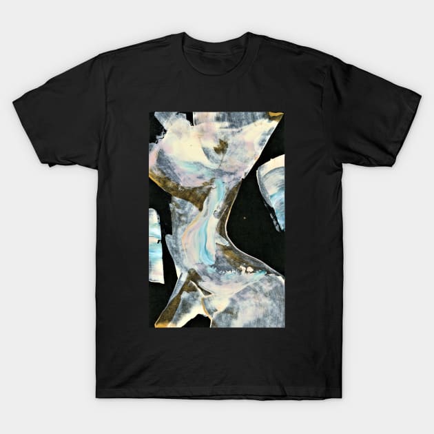 Abstract Acrylic Art Black Pink Gold Blue T-Shirt by MyAbstractInk